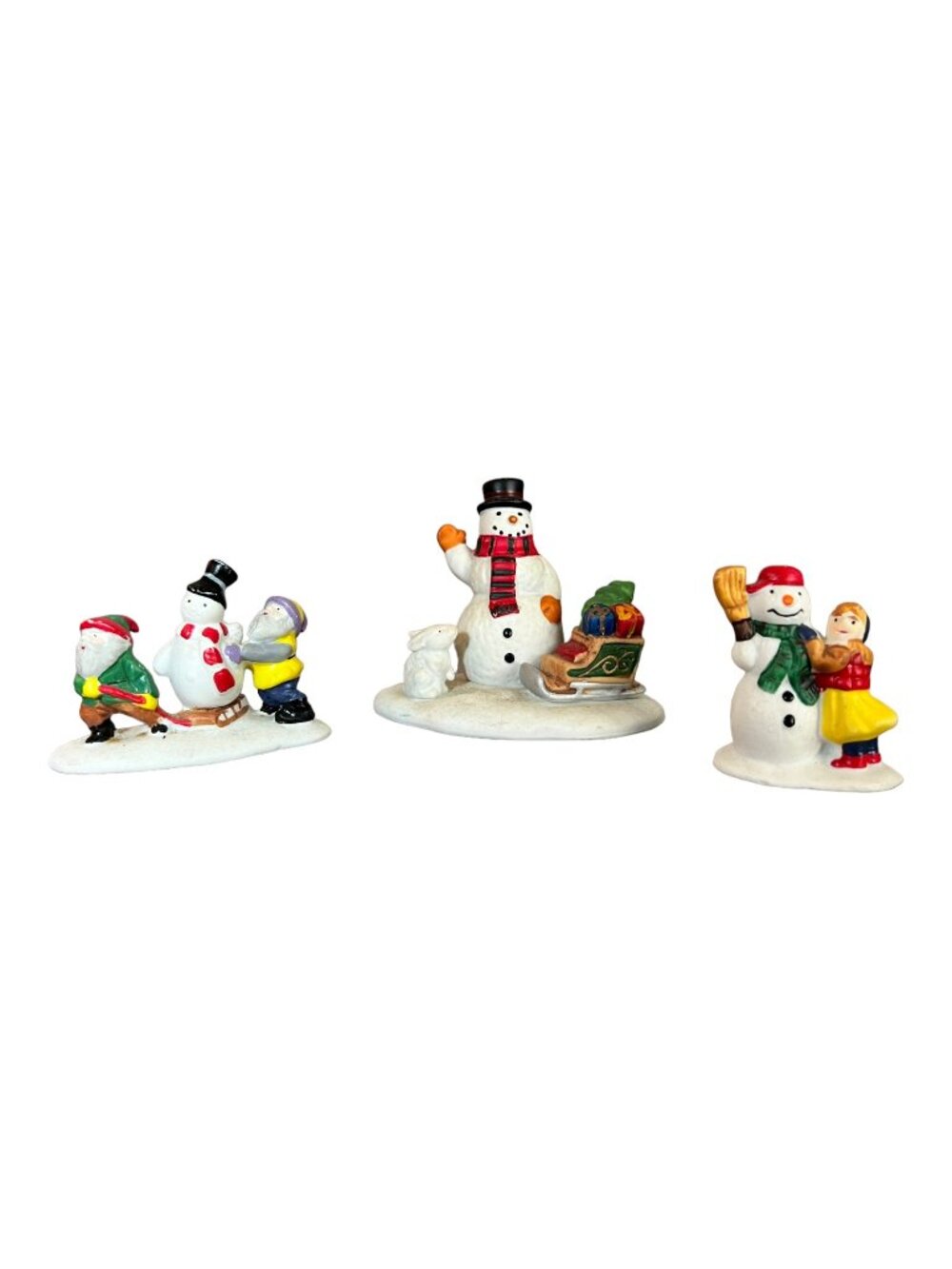 Lemax Christmas Village Figurines Set Of 3 Snowmen Winter Miniatures